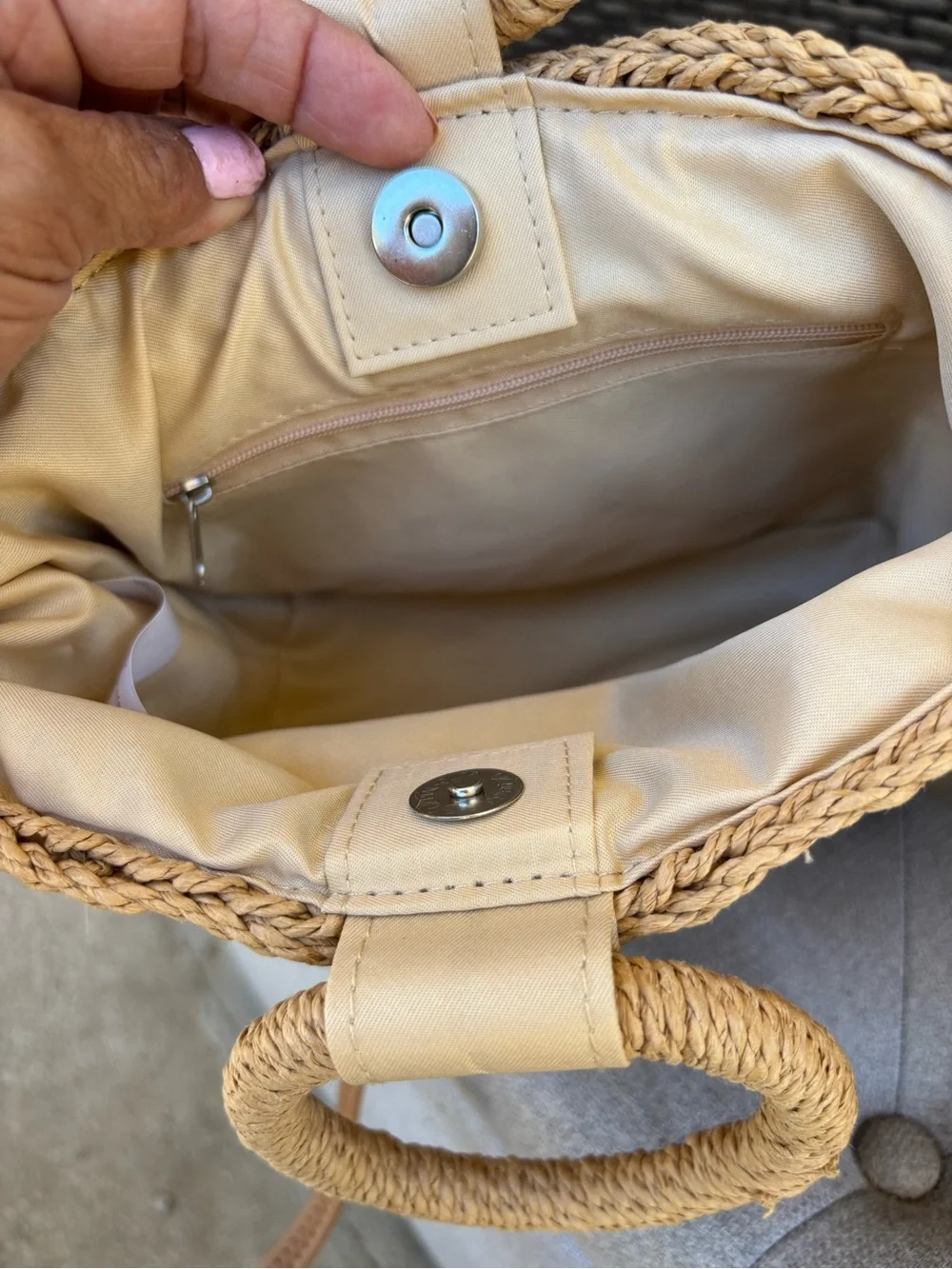 Woven Straw Crossbody Tote with Rainbow Stripe